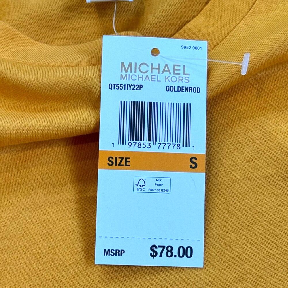 Michael Kors Marigold Yellow Top Flutter Ruffle Sleeves NEW NWT Small - Picture 5 of 7